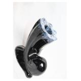 Pair of Vintage Blue and Black Ceramic Candle Holders