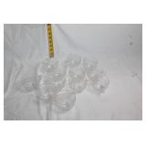 Set of 12 Vintage Glass Tea Cups with Etched Floral Design