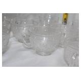 Set of 12 Vintage Glass Tea Cups with Etched Floral Design