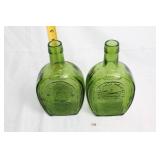 Pair of Vintage Horse Shoe Bitters Green Glass Bottles