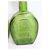 Pair of Vintage Horse Shoe Bitters Green Glass Bottles