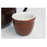 Brown Ceramic Teapot with 2 Matching Cups