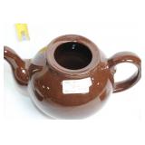 Brown Ceramic Teapot with 2 Matching Cups