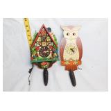 Pair of Vintage Wooden Clock Pendulum Wall Decorations Owl and Cuckoo House Design