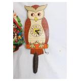 Pair of Vintage Wooden Clock Pendulum Wall Decorations Owl and Cuckoo House Design