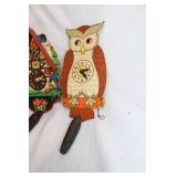 Pair of Vintage Wooden Clock Pendulum Wall Decorations Owl and Cuckoo House Design