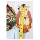 Pair of Vintage Wooden Clock Pendulum Wall Decorations Owl and Cuckoo House Design