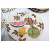 Set of 19 Vintage Dinner Plates with Floral and Fruit Designs