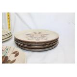 Set of 19 Vintage Dinner Plates with Floral and Fruit Designs