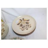 Set of 19 Vintage Dinner Plates with Floral and Fruit Designs