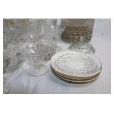 Collection of Vintage Clear Glassware including Goblets and Plates