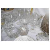Collection of Vintage Clear Glassware including Goblets and Plates