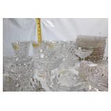 Collection of Vintage Clear Glassware including Goblets and Plates