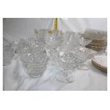 Collection of Vintage Clear Glassware including Goblets and Plates