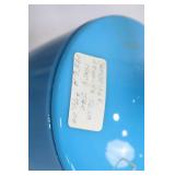 Set of 2 Vintage Glass Vessels: Blue Apothecary Jar & Floral Vase