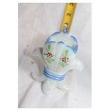 Set of 2 Vintage Glass Vessels: Blue Apothecary Jar & Floral Vase