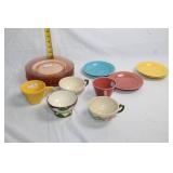 Assorted Harlequin and Floral Teacups with Saucers and Plates