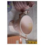 Collection of Vintage Pink Porcelain Teacups, Saucers, and Decorative Items