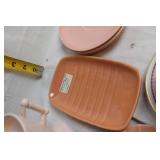 Collection of Vintage Pink Porcelain Teacups, Saucers, and Decorative Items