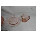 Collection of Vintage Pink Porcelain Teacups, Saucers, and Decorative Items