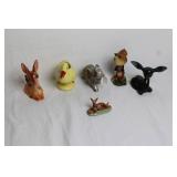 Set of 6 Ceramic Animal Figurines Including Deer, Elephant, and Duck Planter