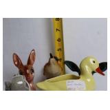 Set of 6 Ceramic Animal Figurines Including Deer, Elephant, and Duck Planter