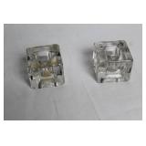 Vintage Cambridge Square Crystal Candle Holder Set