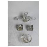 Vintage Cambridge Square Crystal Candle Holder Set
