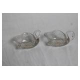 Set of 2 Cambridge 4.5" Crystal Swan Dishes