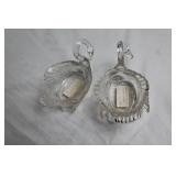 Set of 2 Cambridge 4.5" Crystal Swan Dishes