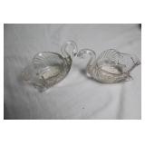 Set of 2 Cambridge 4.5" Crystal Swan Dishes
