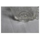 Pair of Vintage Glass Candy Containers: Wheelbarrow and Horse-Drawn Wagon