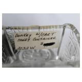 Pair of Vintage Glass Candy Containers: Wheelbarrow and Horse-Drawn Wagon