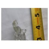 Pair of Vintage Glass Candy Containers: Wheelbarrow and Horse-Drawn Wagon