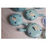 Set of Vintage Blue Floral Porcelain and Glassware Collection