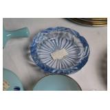 Set of Vintage Blue Floral Porcelain and Glassware Collection