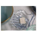 Set of Vintage Blue Floral Porcelain and Glassware Collection