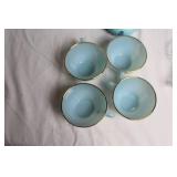 Set of Vintage Blue Floral Porcelain and Glassware Collection
