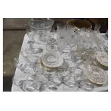 Collection of Etched Crystal Glassware Including Bowls and Cups