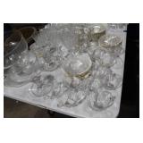 Collection of Etched Crystal Glassware Including Bowls and Cups
