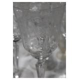 Collection of Etched Crystal Glassware Including Bowls and Cups