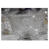 Collection of Etched Crystal Glassware Including Bowls and Cups