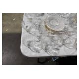 Collection of Etched Crystal Glassware Including Bowls and Cups