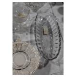 Collection of Etched Crystal Glassware Including Bowls and Cups