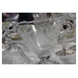 Collection of Etched Crystal Glassware Including Bowls and Cups