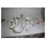 Collection of Milk Glass Decorative Pieces and Vases
