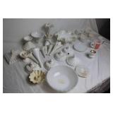 Collection of Milk Glass Decorative Pieces and Vases