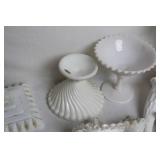 Collection of Milk Glass Decorative Pieces and Vases