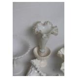 Collection of Milk Glass Decorative Pieces and Vases