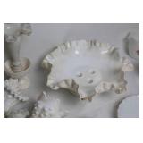 Collection of Milk Glass Decorative Pieces and Vases